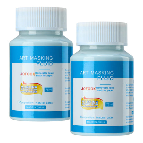 JOFOOK Liquid Latex Art Masking Fluid(5.3 fl oz) for Watercolor, Gouache Painting, Ink & Illustration, Arts Projects & Crafts Supplies Drawing Gum,Set of Two Bottles, Blue JOFOOK