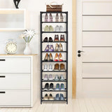 esonstyle 10 Tiers Vertical Shoe Rack Up to 20-25 Pairs, Sturdy Metal Narrow Shoe Rack Shoe Shelf, Space-Saving Tall Shoe Rack for Closet,Bedroom Hallway Garage Living Room esonstyle