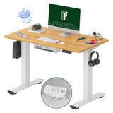 FLEXISPOT EN2 Whole-Piece Standing Desk with Clamp Power Strip, 40 x 24 Electric Stand Up Height Adjustable Desk with Cable Management (White Frame + 40" Maple Top) FLEXISPOT
