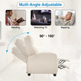 Dopinmin Recliner Chair PU Leather Reclining Sofa Lounge Home Theater Seating with Lumbar Support Overstuffed High-Density Sponge Push Back Recliners Armchair for Living Room,Beige Dopinmin