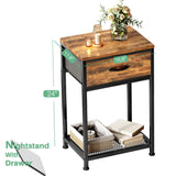 Kitstorack Night Stands Set of 2,End Tables with Drawer for Bedroom Side Table for Home, Small End Table Brown Wood Night Stand Bedroom Nightstands Bedside Table Set of 2 Bedroom Furniture Kitstorack