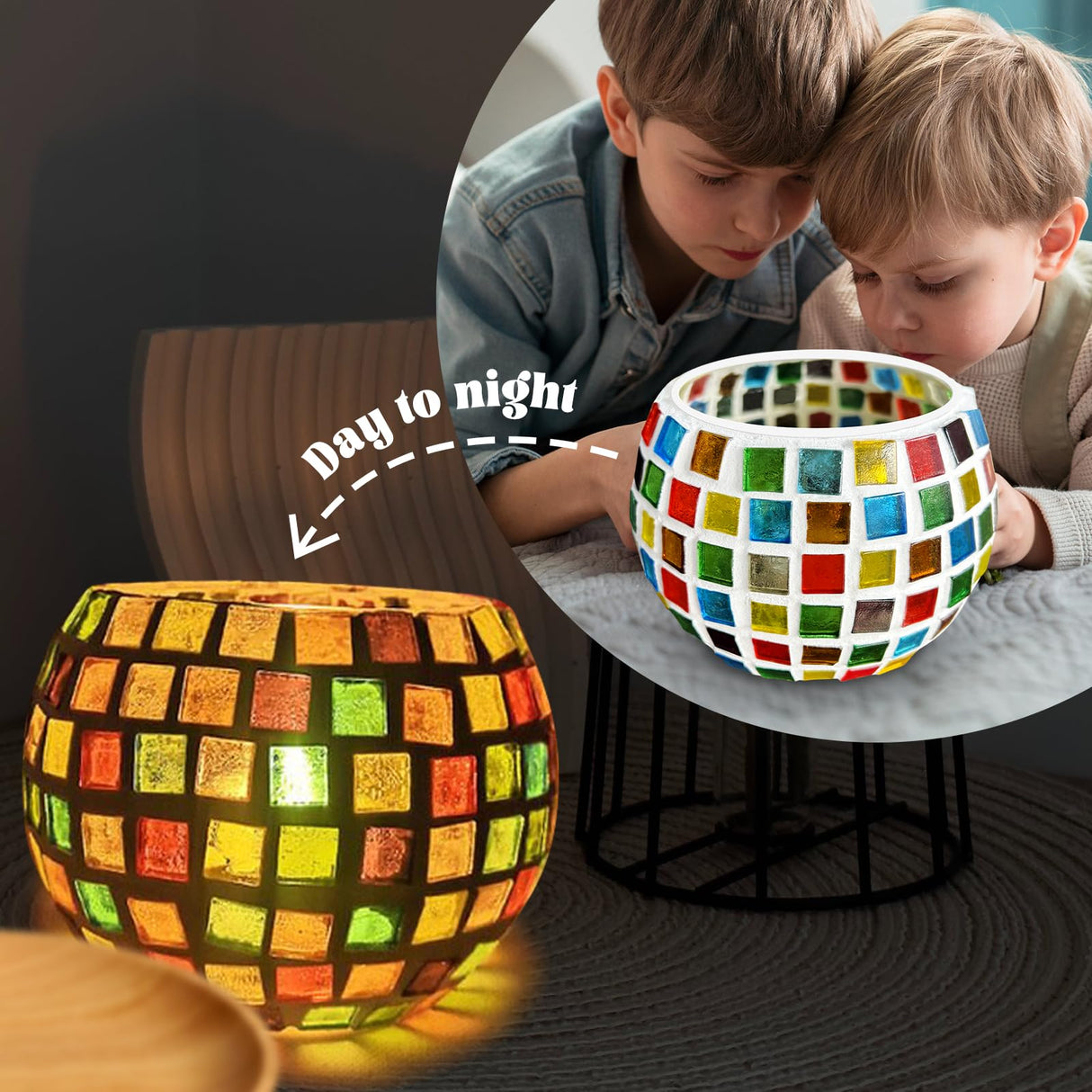 Glass Mosaic Candle Holder Kit, DIY Stained Glass Kit for Kids Adults Home Decor Fun Arts and Crafts Gifts for Kids Teens Adults Valentine Birthday Mother’s Day Gifts for Girls & Boys 6-8, 8-12 goldentime