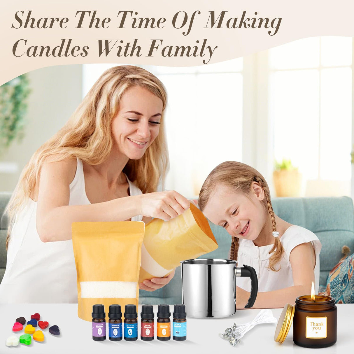 FEILOONG Candle Making Kit for Adults Beginners, Complete Candle Making Supplies Include Soy Wax, Candle Jars, Scents, Wicks & More, DIY Starter Candle Making Full Set, Arts Crafts Kit FEILOONG