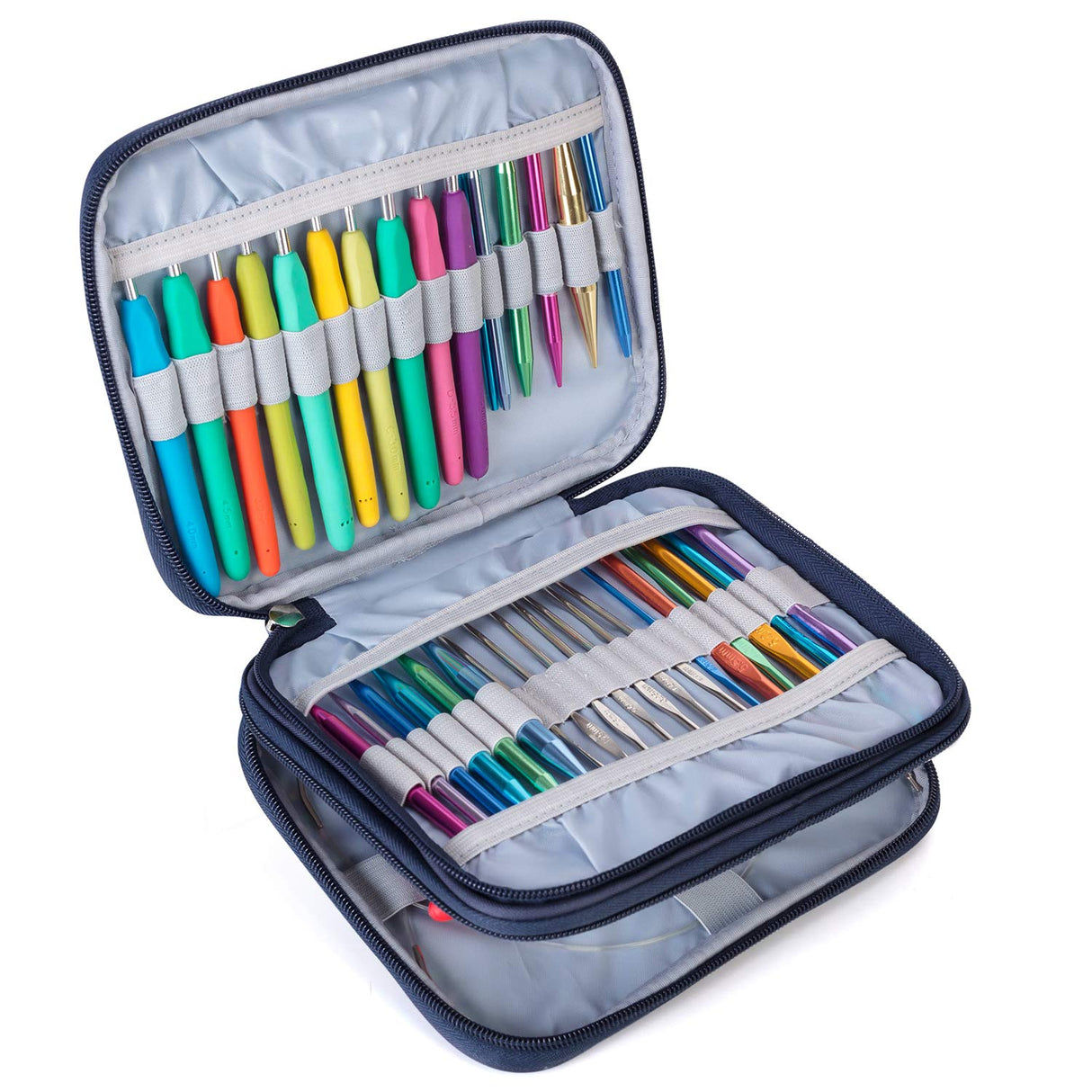 Teamoy Organizer Case for Interchangeable Circular Knitting Needles, Crochet hooks and Knitting Accessories, Keep All in Place and Easy to Carry, Cats Blue (No Accessories Included) Teamoy