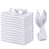 VACVELT 12 Pack White Satin Napkins 12x12 Inch Wedding Napkins, Scalloped Elegant Dinner Napkins Square Table Napkins Decor, Silky Satin Cloth Napkins for Restaurant Banquet Graduation Party VACVELT