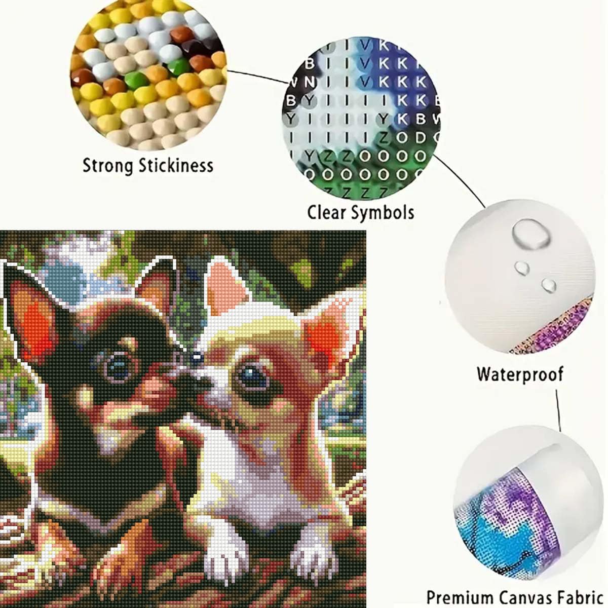 Animals Diamond Art Kits for Adults,Chihuahuas Dog 5D Diamond Painting kit for Beginner,DIY Full Round Drill Diamond Gem Art Crafts for and Home Wall Decoration 13.8 x 13.8 inch GEMFAMILY
