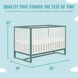 Dream On Me Arlo 5-in-1 Convertible Crib in Jungle Green, JPMA Certified, 3 Mattress Height Settings, Non-Toxic Finish, Made of Sustainable and Sturdy Pinewood Dream On Me