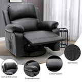 YITAHOME Rocker Recliner Chair with Heat & Massage, Faux Leather Recliner with Overstuffed Armrest, 360° Swivel, Manual Reclining, Rocking Function & Side Pocket for Living Room,Black1 YITAHOME