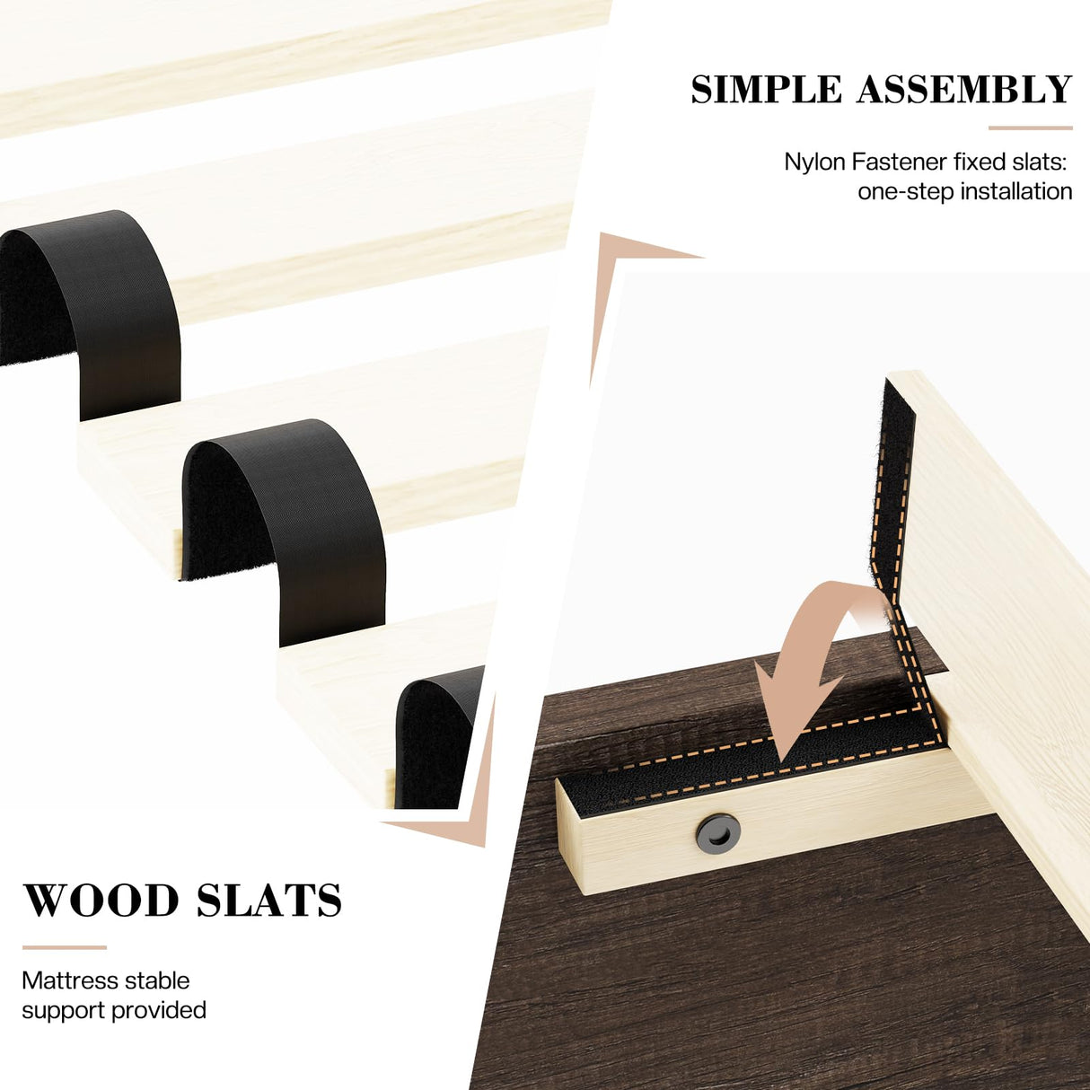 LUXOAK Twin Farmhouse Bed Frame with 49" Fluted Headboard, Wooden Platform Bed with Natural Grain, Noise-Free, No Box Spring Needed, Rustic Grey LUXOAK