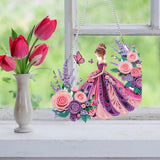 Auremi Flower Diamond Painting Pendant Kits,5D Princess Diamond Art Diamond Painting Hanging Kits,DIY Special Shaped Diamonds Painting Suncatcher Pendant Kit for Adults for Gift Wall Home Decor Auremi