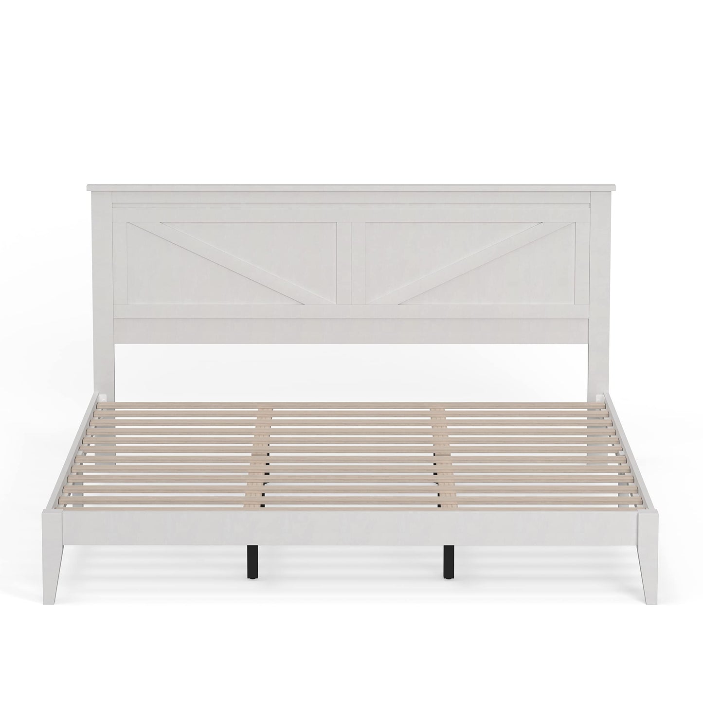 Glenwillow Home Farmhouse Solid Wood Platform Bed in King - Gloss White