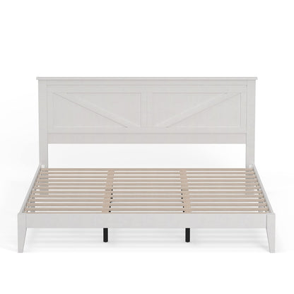 Glenwillow Home Farmhouse Solid Wood Platform Bed in King - Gloss White