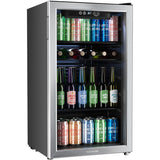 hOmeLabs Beverage Refrigerator and Cooler - 120 Can Mini Fridge with Glass Door for Soda Beer or Wine - Small Drink Dispenser Machine for Office or Bar with Adjustable Removable Shelves hOmeLabs