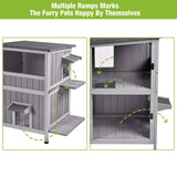 GUTINNEEN Cat House Outdoor Weatheproof Feral Cat Shelter Wooden Cat Condos for Winter with Escape Doors GUTINNEEN