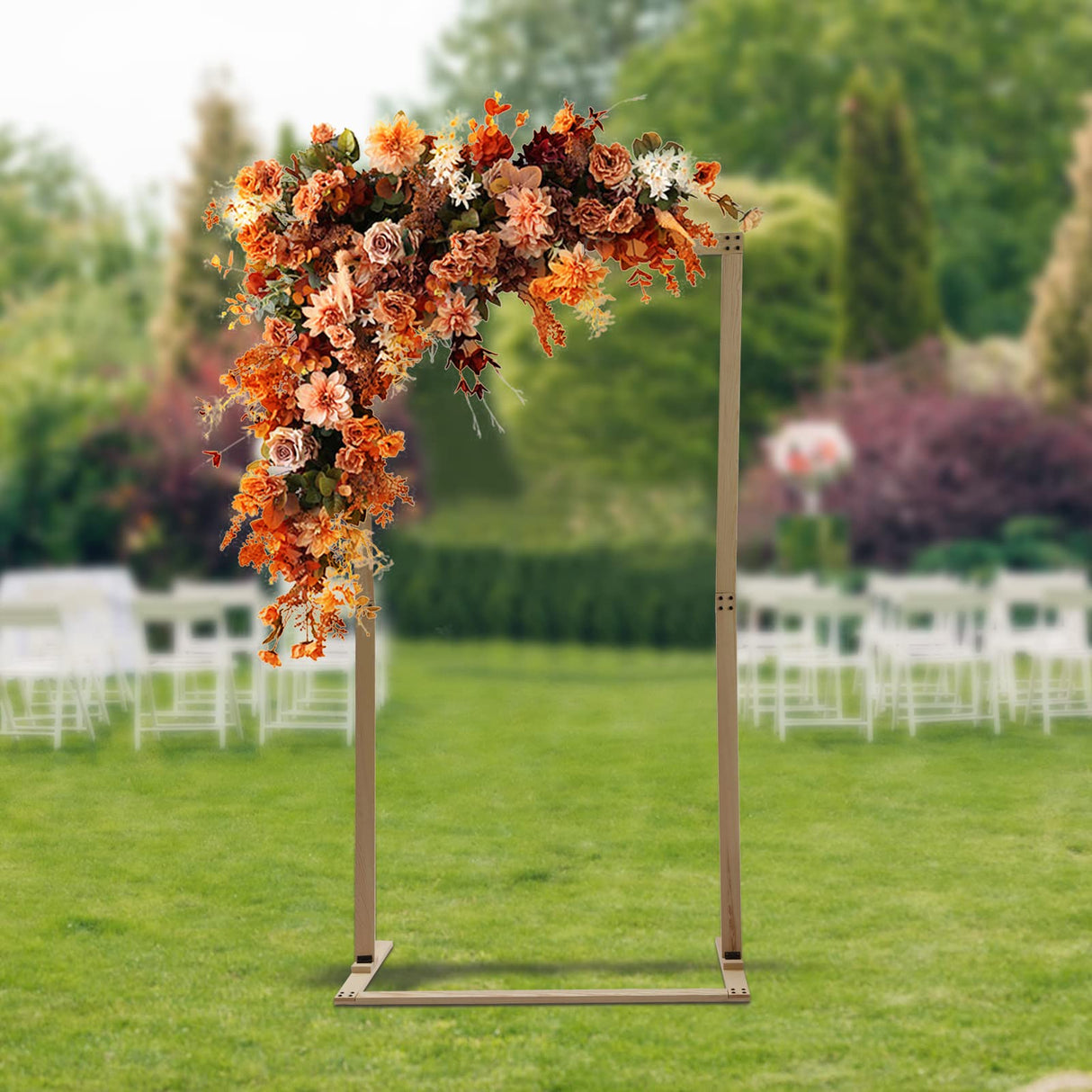 7ft Wooden Wedding Arch Stand Square Wood Arch Wedding Arbor Backdrop Stand Frame Flower Garden Arch for Indoor Outdoor Party Garden Flower Plant Rack (Square Shape) ReqianXH