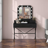 Vanity Table with Lighted Mirror, Modern Makeup Vanity Table with 10 Lights Makeup Desk 4 Drawer Storage Dressing Table for Bedroom (Black) Panana