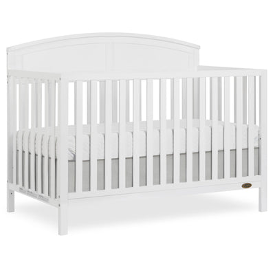 EVOLUR Dream On Me Storybrooke 5 in 1 Convertible Crib in White, JPMA & Greenguard Gold Certified,Built of Sustainable Pinewood, 3 Mattress Height Settings, Non-Toxic Water-Based Paint Finish