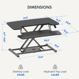 FLEXISPOT 32-inch Height Adjustable Standing Desk Converter, Quick Sit to Stand Tabletop Dual Monitor and Laptop Workstation with Wide Keyboard Tray, Black FLEXISPOT