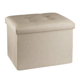 ALASDO Storage Ottoman Footrest Stool Small Ottoman with Storage Foldable Ottoman Foot Rest Footstool Bench for Living Room 17x13x13inches Beige ALASDO