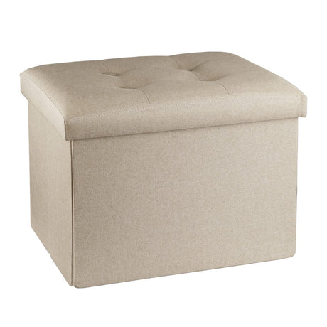 ALASDO Storage Ottoman Footrest Stool Small Ottoman with Storage Foldable Ottoman Foot Rest Footstool Bench for Living Room 17x13x13inches Beige ALASDO