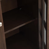 SIMPLIHOME Acadian SOLID WOOD 39 inch Wide Transitional Medium Storage Cabinet in Natural Aged Brown, with 2 Tempered Glass Doors, 4 Adjustable Shelves SIMPLIHOME