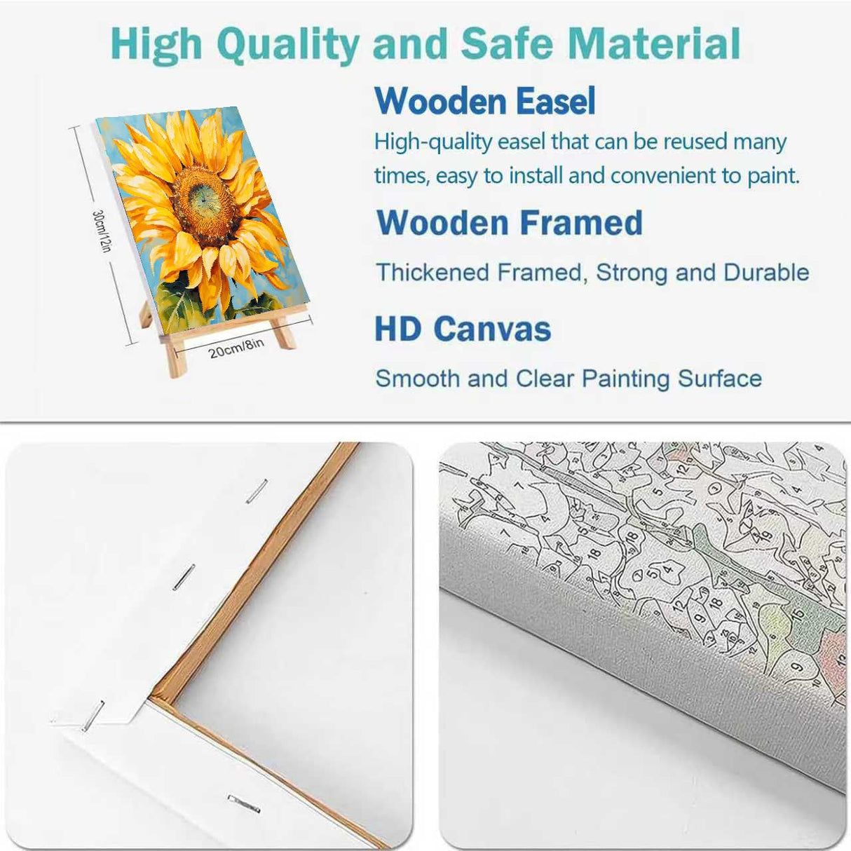 2 Pack Framed Paint by Numbers Kit for Adults - with Wooden Easel, Sunflowers Paint by Numbers Kit for Adults Framed, DIY Butterfly Paint by Numbers with Frame for Home Wall Decor 8x12 Inch askkqtx