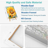 2 Pack Framed Paint by Numbers Kit for Adults - with Wooden Easel, Sunflowers Paint by Numbers Kit for Adults Framed, DIY Butterfly Paint by Numbers with Frame for Home Wall Decor 8x12 Inch askkqtx