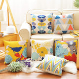 sykting Floral Spring Summer Pillow Covers 18x18 Pack of 2 Farmhouse Cotton Linen Outdoor Pillow Covers for Patio Furniture Porch Blue and Yellow Throw Pillow Covers for Couch Sofa Bed Chair sykting