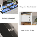 LIVAUVEAD Closet Island with Drawers, 16 Drawers Wardrobe Closet with Glass Top and LED Light，White Island Dresser with Jewelry Organizer for Bedroom & Cloakroom LIVAUVEAD