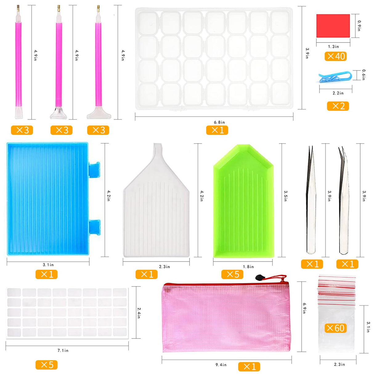 OUTUXED 117pcs 5D DIY Diamond Painting Tools and Accessories Kits with Diamond Embroidery Box and Multiple Sizes Painting Pens for Adults to Make Art Craft OUTUXED