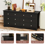 Shahoo Wood Dresser for Bedroom, Wide Chest of Drawers with 6 Drawers,Storage Tower Unit, Modern Closet Store Organizer for Living Room, Hallway (Black) Shahoo