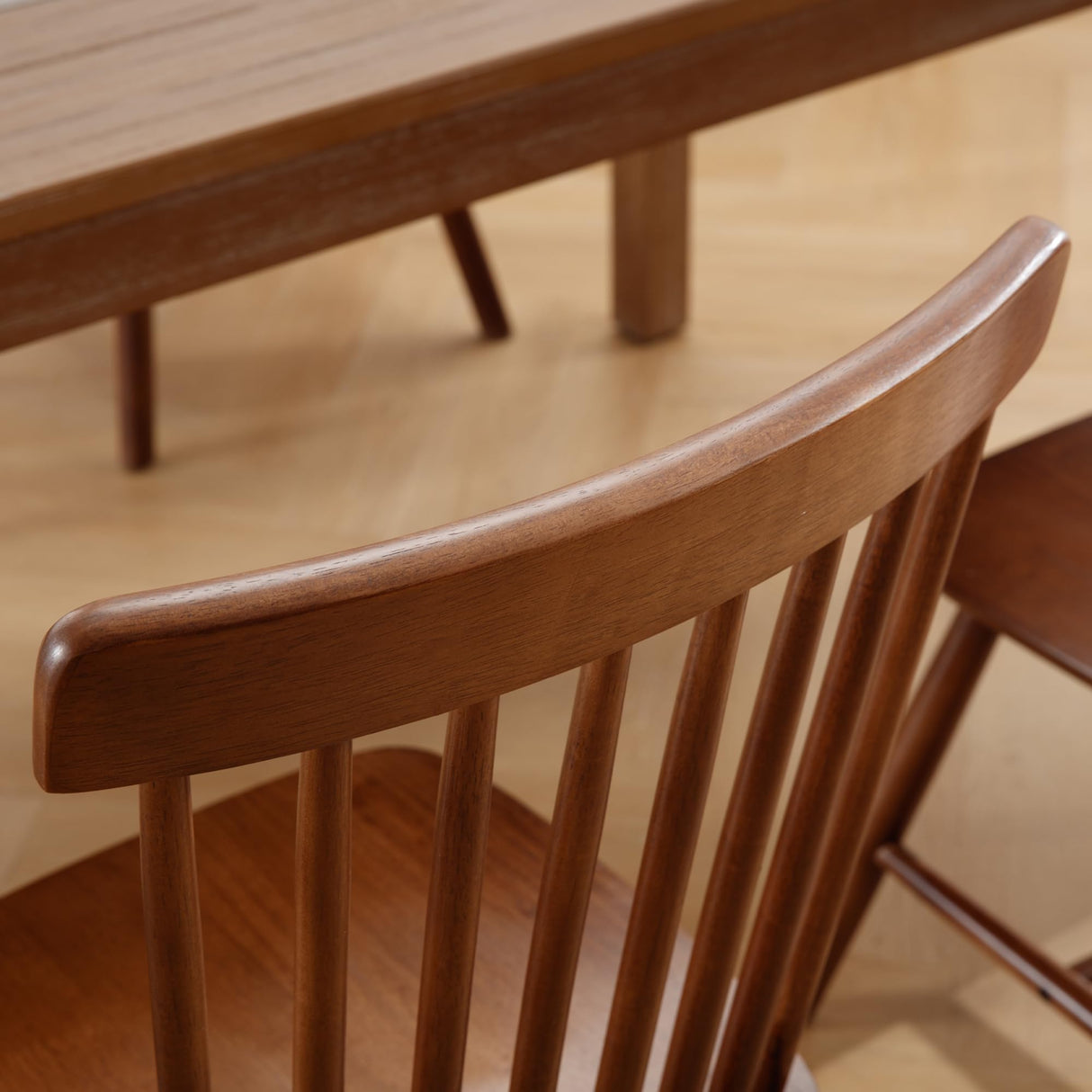 LZAREAL Farmhouse Dining Chairs Set of 2 Wooden Kitchen Chairs Mid Century Modern Spindle Chair French Country Windsor Dining Chairs for Dinning Room Kitchen Restaurant Bar Canteen Library, Walnut LZAREAL