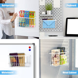 NiHome Magnetic Metal Basket Organizers, Dryer Ball Holder, 2PCS Medium & Small, Versatile Storage for Kitchen & Office Holds Up to 14 lbs, Easy Attach to Refrigerator or Any Magnetic Surface (White) NiHome