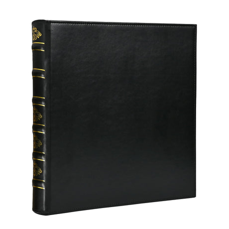 Vintage Hardback 3 Ring Leather Binder, Professional Binder Organizer, Planner Binder, Classical 1 Inch 3 Ring Binder, Letter Size 8.5 x 11, Black LETVPVOW