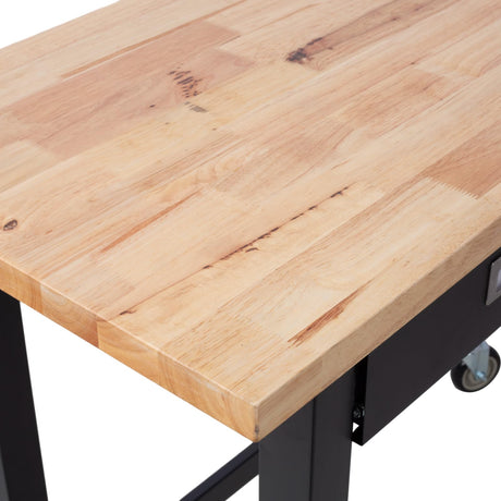 48" Work Bench, Workbench with Drawers Storage, Heavy Duty Bamboo Wood Work Bench Table with Wheels Work Benches for Garage Home Office Nanberone