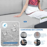 NICESOUL® 6 Piece Extra Large Grey Aluminum Frame Outdoor Patio Furniture Set with Fire Pit Table, 29'' Deep Wide Seating Sofa Conversation, L Shape Modular Sectional Couches for Backyard, Light Grey NICESOUL