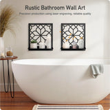 Black Metal Wall Art Holder Set of 2, Black Farmhouse Home Wall Decor, Minimalist Rustic Wall Art, Aesthetics Wall Candle Holder for Living Room Bedroom Bathroom (11.8 x 13 in) Sokurdeg