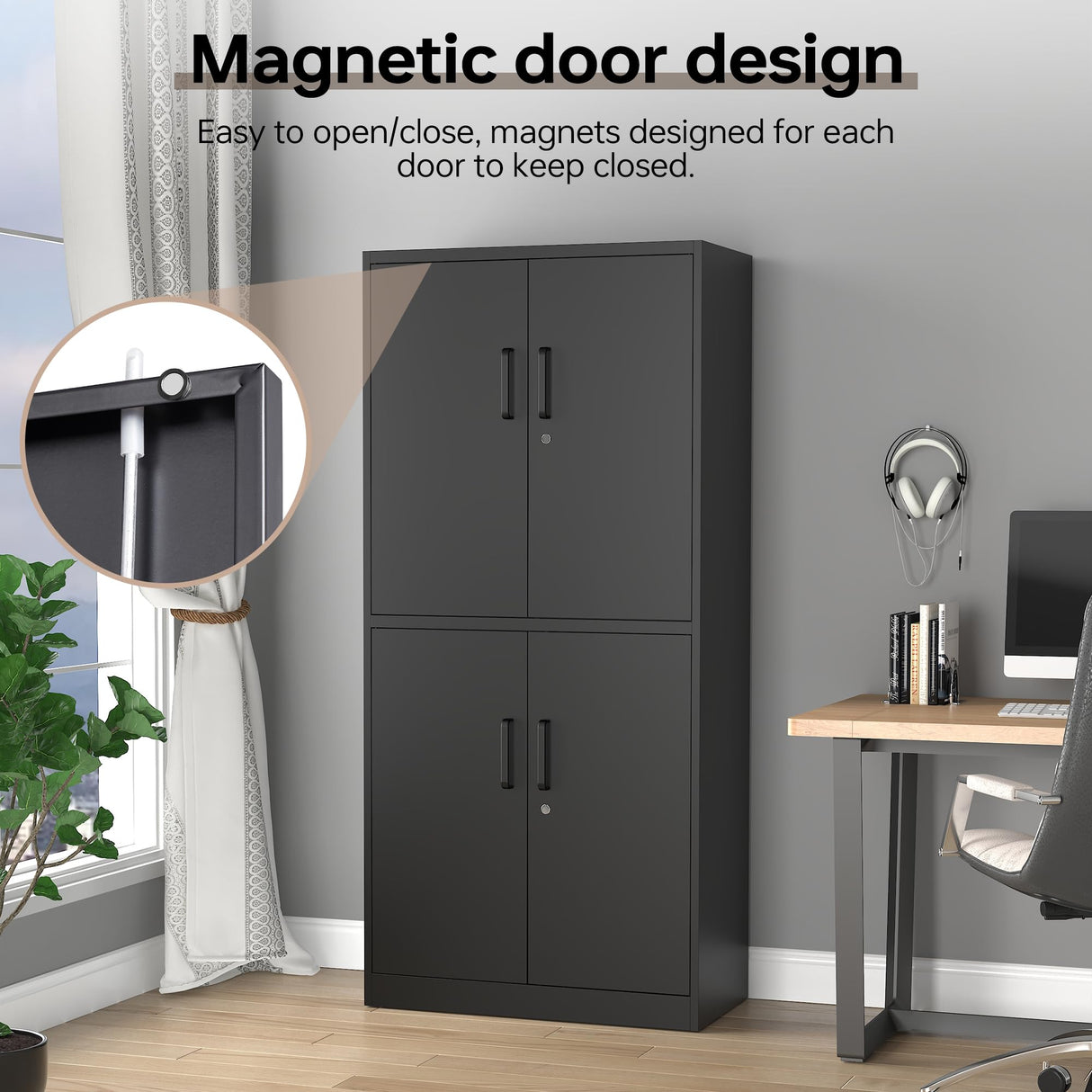 AFAIF Metal Storage Cabinets with Locking Doors,71" Tall Garage Storage Cabinet with 3 Adjustable Shelves, Lockable Steel Office Storage Cabinet Tool Cabinet for Home Office,Garage, Pantry AFAIF