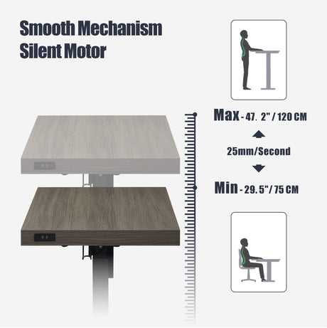 kowo Electric Height Adjustable Standing Desk with Drawer, 55" Home Office Wooden Computer Desk Ergonomic Memory Control Workstation Sit Stand Desk, Grey Oak/Black kowo