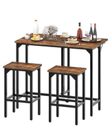 CHOEZON Bar Table and Stool Set, 39.4'' Folding Dining Table with 2 Stools, Industrial Style, for Restaurant, Living Room, Pub, Rustic Brown and Black TBT02BF CHOEZON