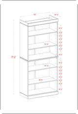 Palace Imports Solid Wood Bookcase - Stackable Modular 6 Tier Bookshelf - 71.5" Tall x 32" Wide - White Book Shelf, Open Display Shelf for Living Room, Office, 100% Eco-Friendly Wood, Made in Brazil Palace Imports