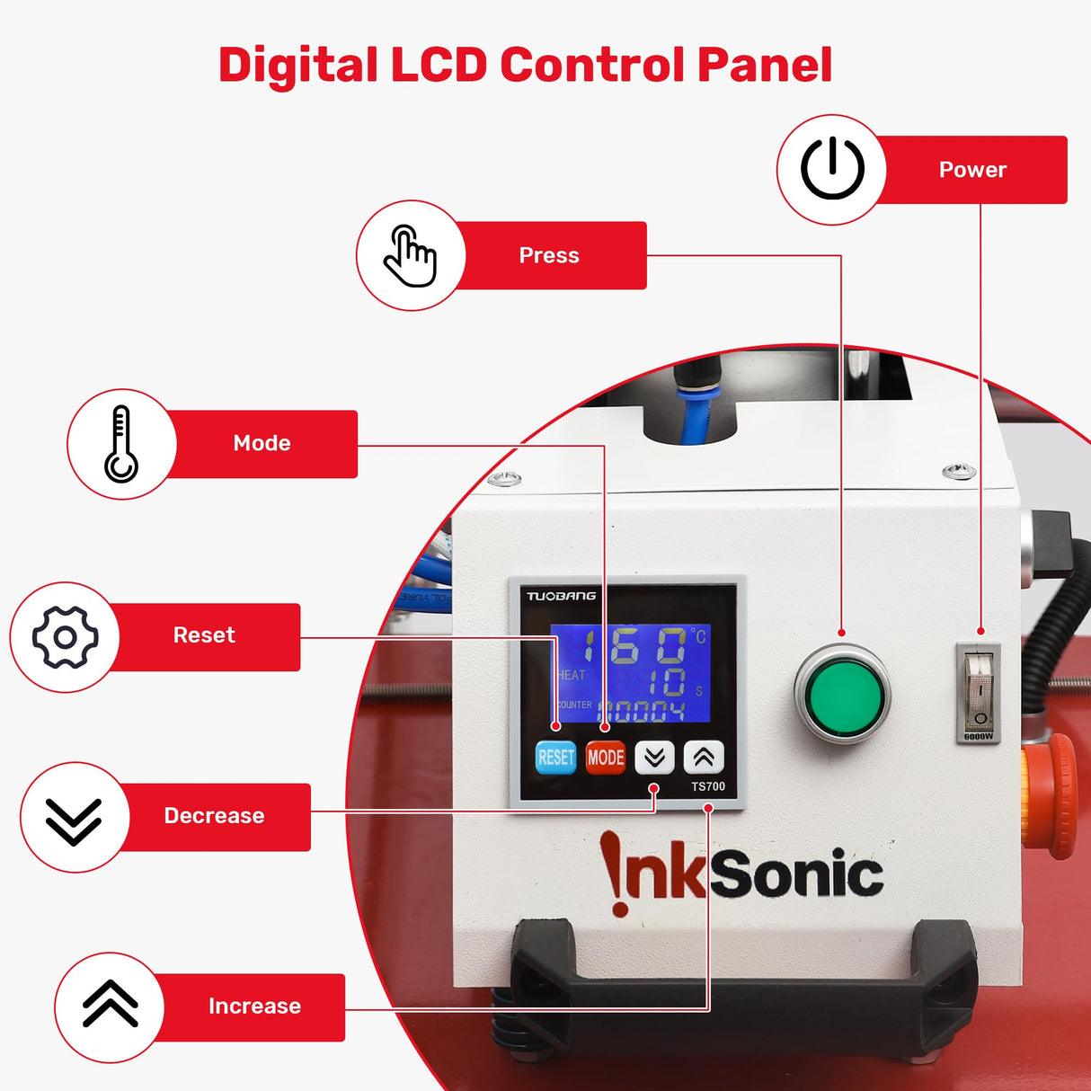 InkSonic Dual Platen 16x24 Heat Press Machine with Pneumatic Sliding System, Automatic Pressing, Auto Press for Sublimation & DTF on Shirts and Fabrics INKSONIC