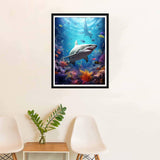 SKRYUIE 5D Diamond Painting Kits Shark - DIY Diamond Art Kits for Adults Marine Animals, Full Round Drill - Crystal Cross Stitch - Adults Craft for Wall & Office Decor - 12x16 inch SKRYUIE