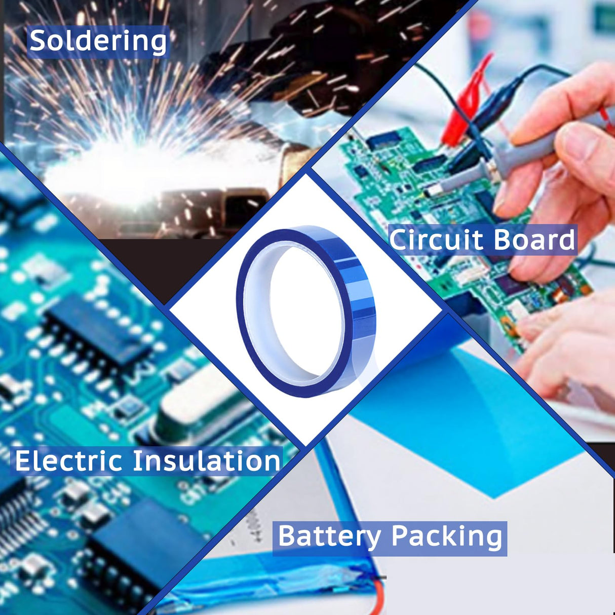 KIWIHUB 3 Rolls 10mm x33m(108ft) Heat Tape for Sublimation,Blue High Temperature Heat Resistant Tape,Heat Transfer Tape for Heat Press Vinyl,No Residue KIWIHUB