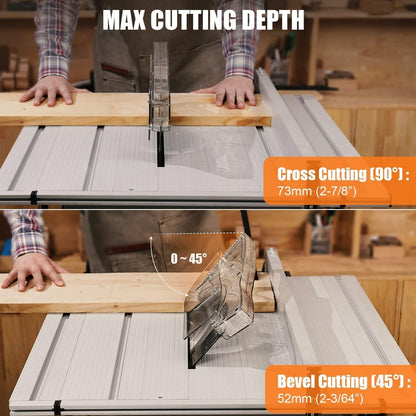 Table Saw 10 Inch, 15 Amp 5000RPM Powerful Tablesaw With Stand & Protective Cover, 36 X 25 Inch Tabletop Saw 90° Cross Cut & 0-45° Bevel Cut, Adjustable Depth, for Woodworking, Metal, Plastic - WoodArtSupply