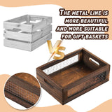 Hyuetrsa Rustic Countertop Nesting Basket with Handle Wooden Countertop Baskets Set for Countertop, Fruit, Veggies, Kitchen,Gift Basket Small Decorative Wood Wire Containers with Handle Set of 2 Hyuetrsa