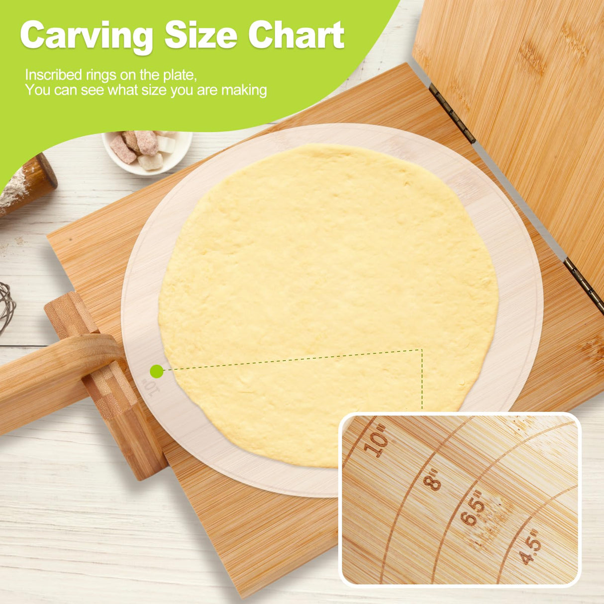 Tortilla Press 10 Inch Tortilla Maker Large Roti Maker with Rolling Pin+Dough Scraper+Parchment Paper Bamboo Wood Tortilla Press for Homemade Tortilla, Roti,Taco,Dough Press OwnColor