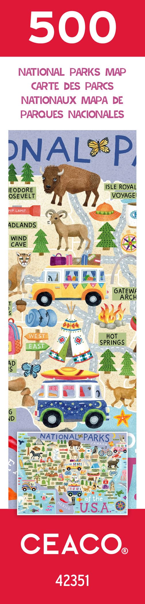 Ceaco - National Parks Map - 500 Piece Jigsaw Puzzle Ceaco