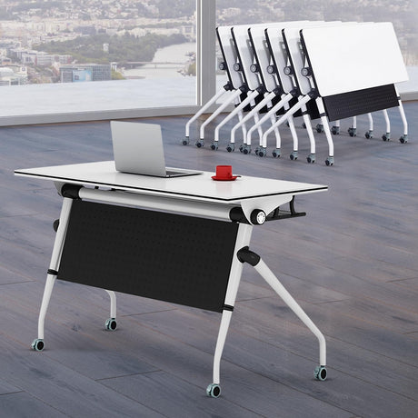 Conference Room Table,Foldable Meeting Tables Mobile Training Table,Flip Top Training Seminar Table,Modern Conference Room Table for Office Conference Room, 55 x 23.6X 29.5 inch (6 Pack) Lenyedr