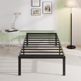 EMODA 18 Inch Twin Bed Frame No Box Spring Needed, Heavy Duty Tall Metal Twin Platform Bed Frames with Large Storage Space, Noise Free, Easy Assembly, Black EMODA